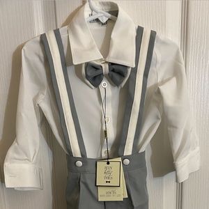 Christiano Suspenders Set (Gray & White) - 1 year